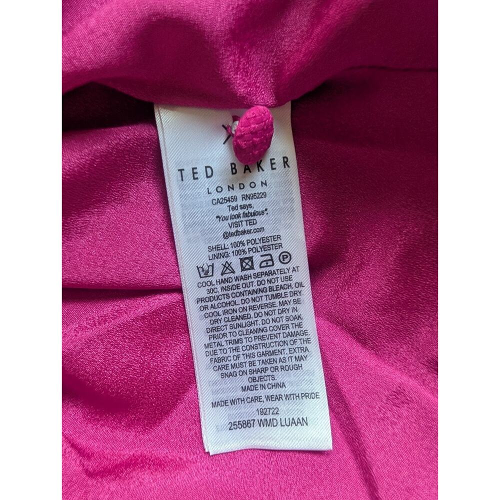 NWT Ted Baker Luaan Button Through Cami Midi Dress Ted 1 /US 4 Dark Pink 9HA77 - Picture 11 of 12